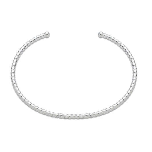 Argento Recycled Silver Beaded Open End Bangle