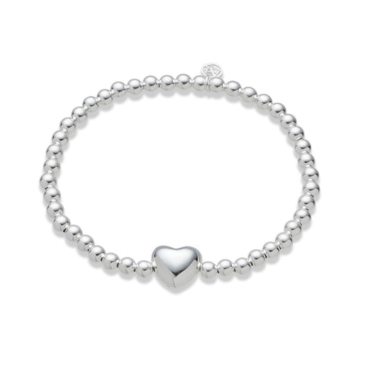 Argento Recycled Silver Beaded Heart Bracelet