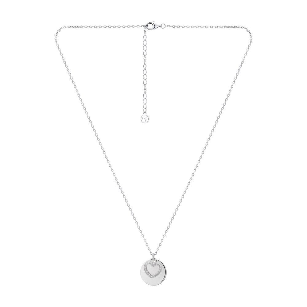 Argento Silver Heart Coin Necklace