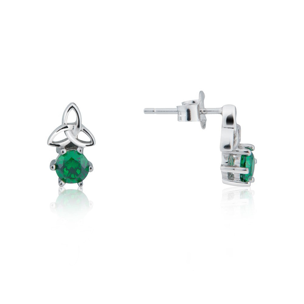 Argento Silver Emerald Celtic Knot Earrings