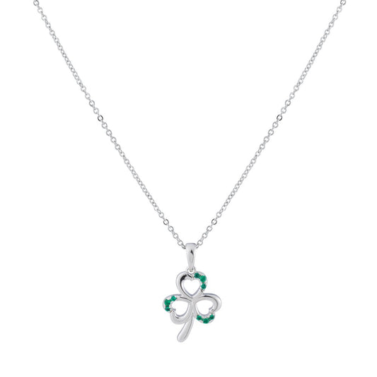 Argento Silver Emerald Clover Necklace