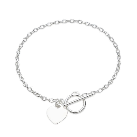 Argento Recycled Silver Heart T-Bar Bracelet