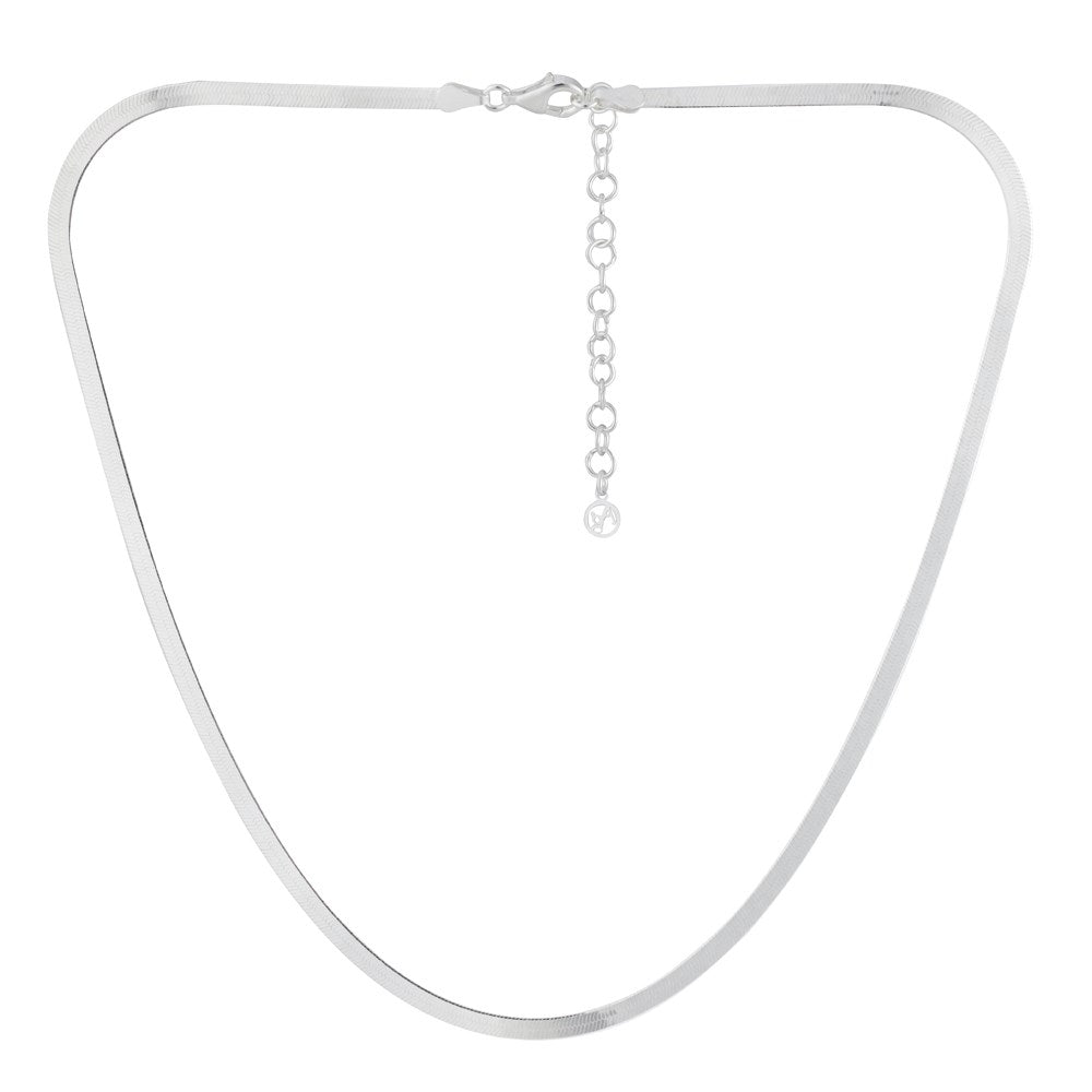 Argento Recycled Silver Flat Snake Chain Necklace