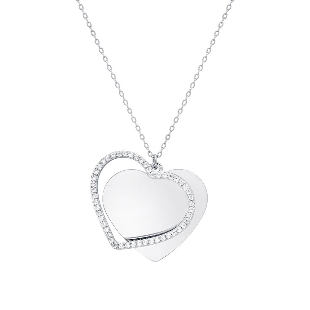 Argento Silver Large Heart Crystal Necklace