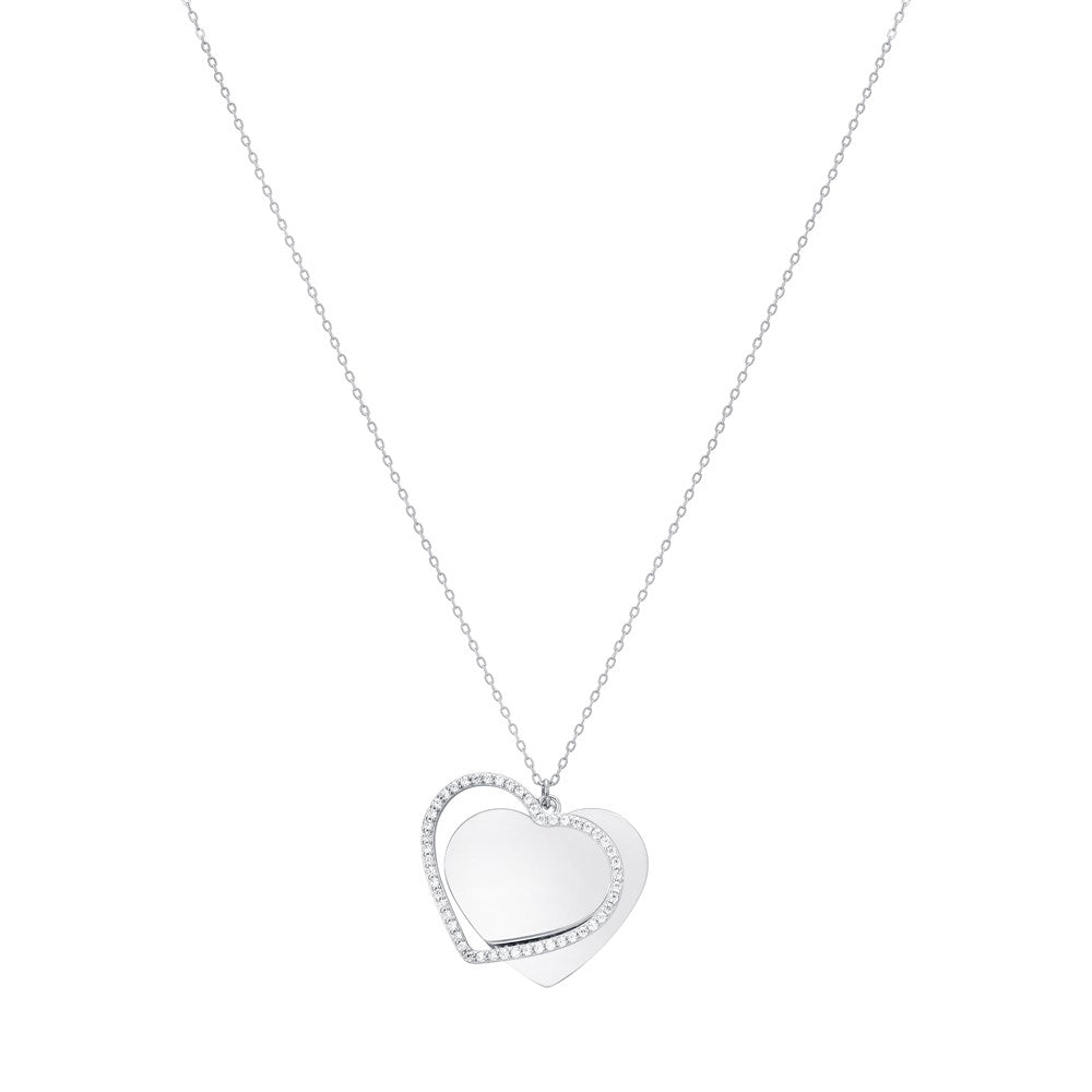 Argento Silver Large Heart Crystal Necklace