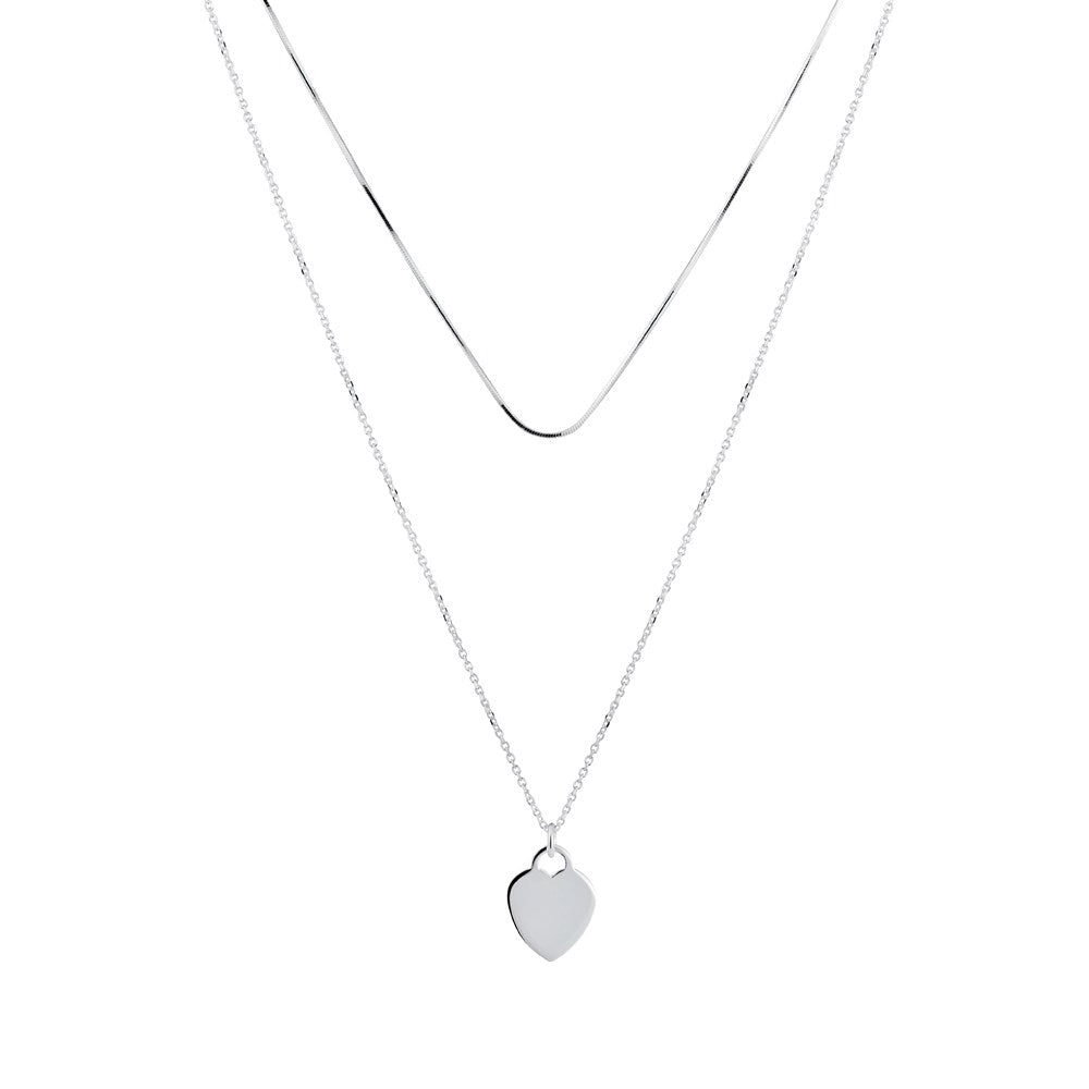 Argento Recycled Silver Layered Heart Necklace