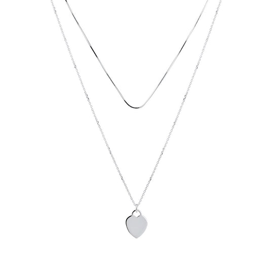 Argento Recycled Silver Layered Heart Necklace