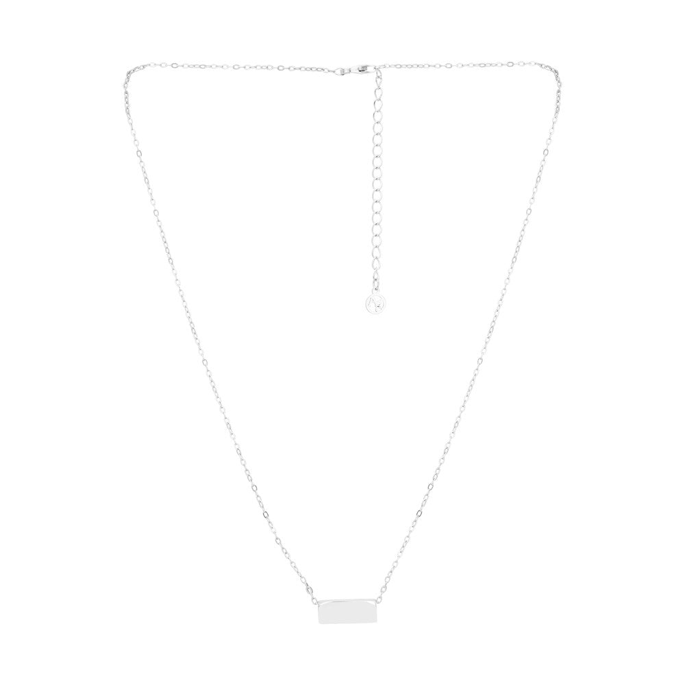 Argento Silver Rectangle Bar Necklace