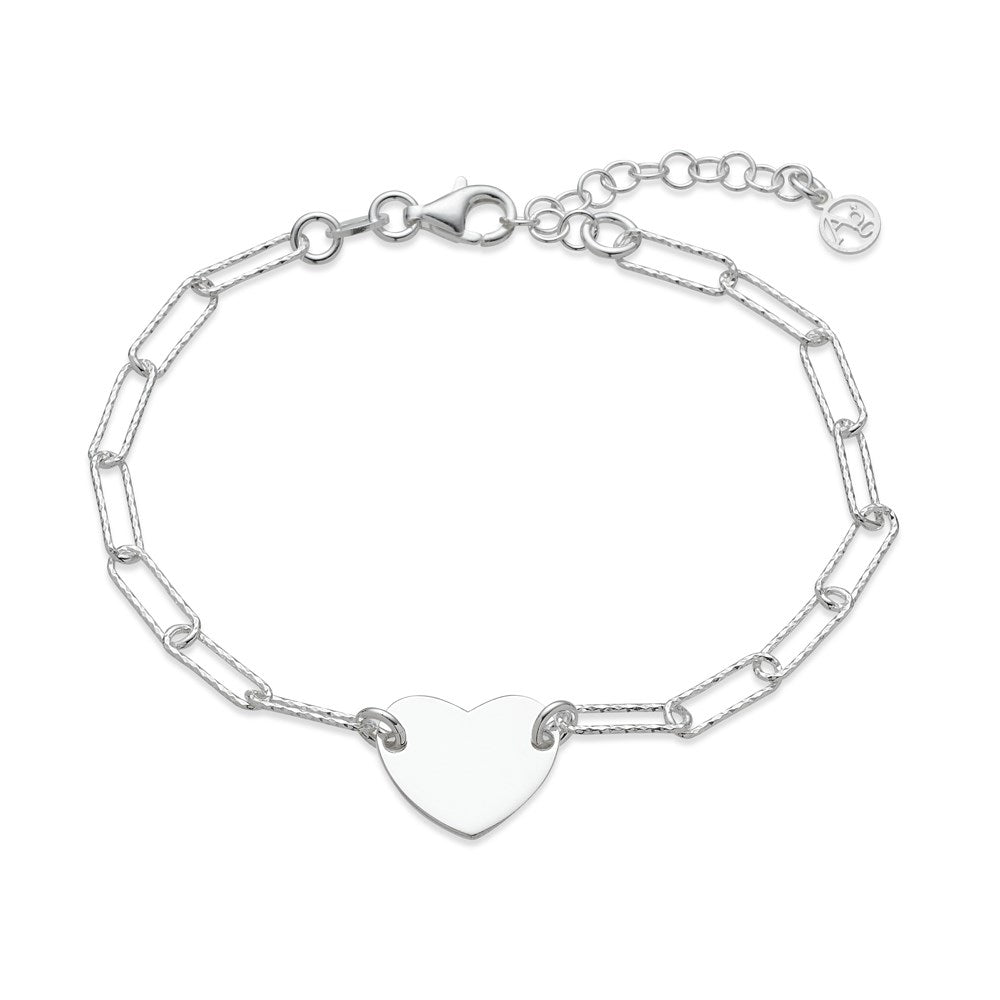 Argento Recycled Silver Heart Chain Bracelet 