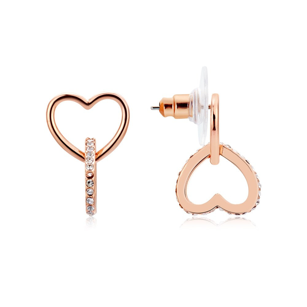 August Woods Rose Gold Heart Link Drop Earrings