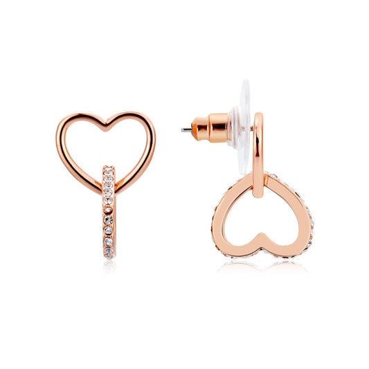 August Woods Rose Gold Heart Link Drop Earrings