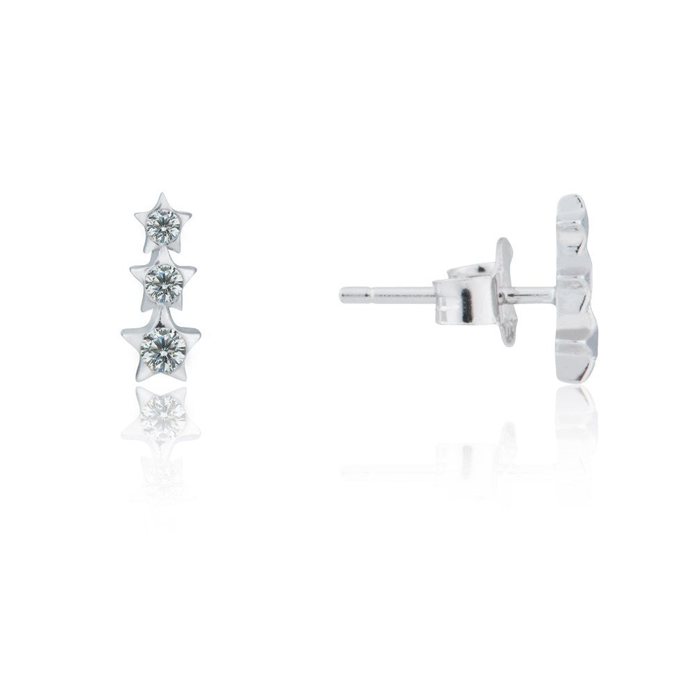 Argento Silver Triple Star Earrings