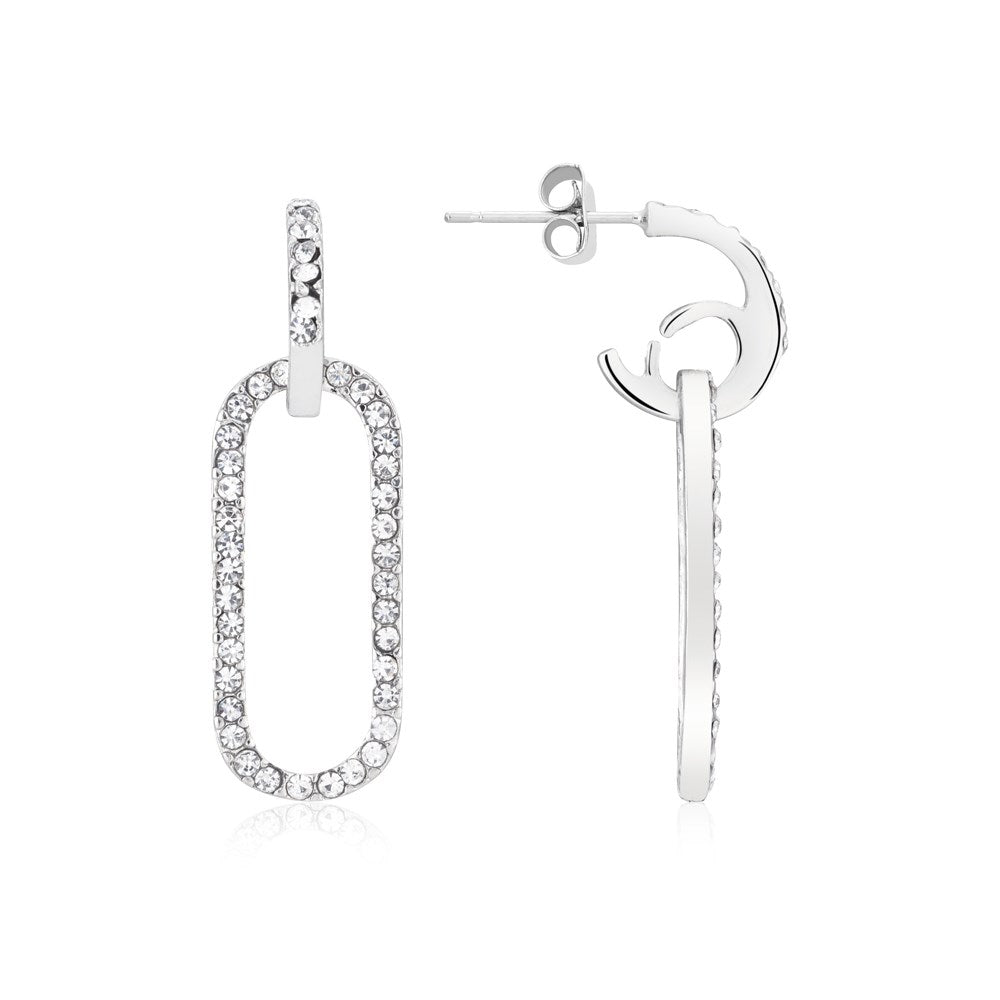 August Woods Silver Rectangle Sparkle Drop Earrings