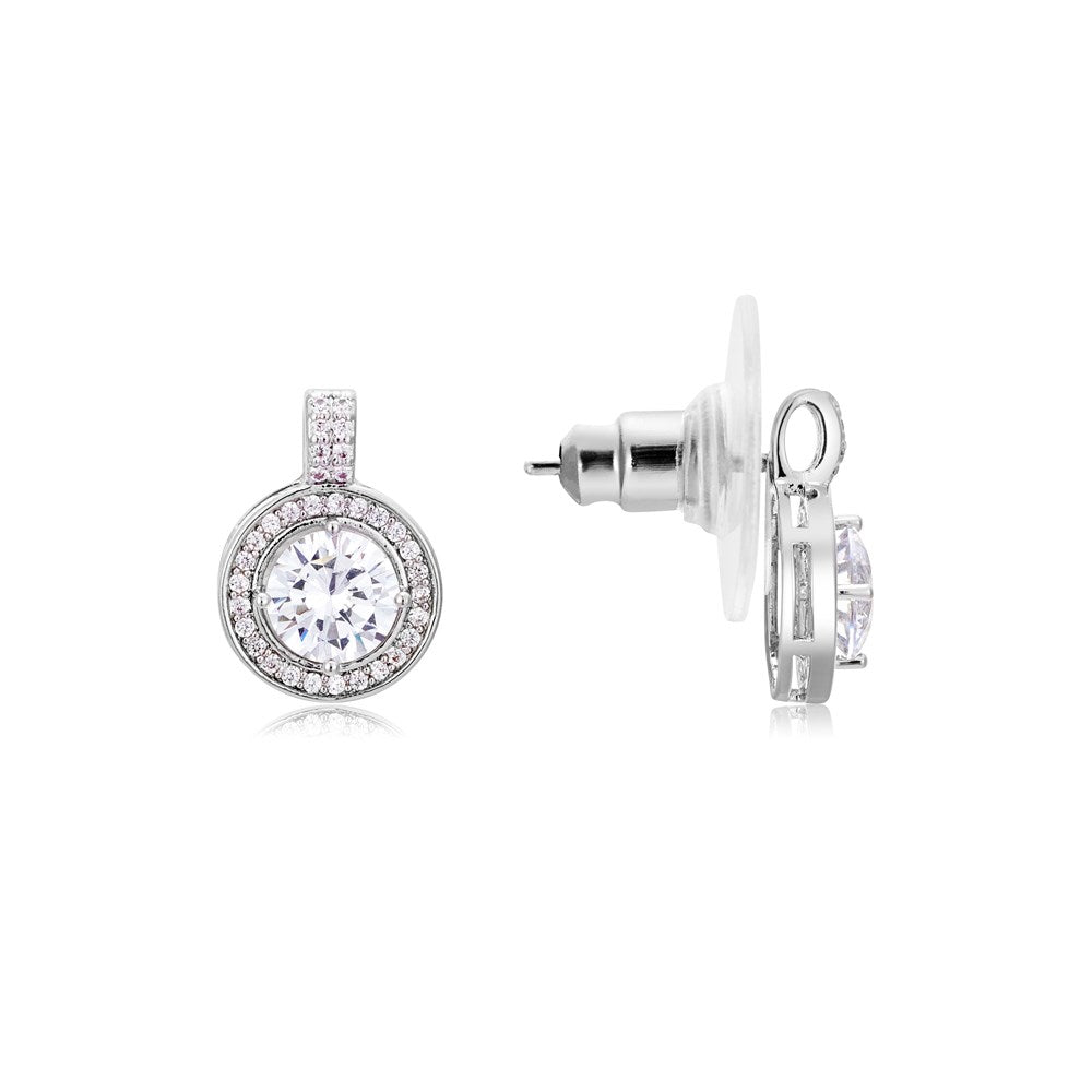 August Woods Silver Crystal Halo Drop Earrings