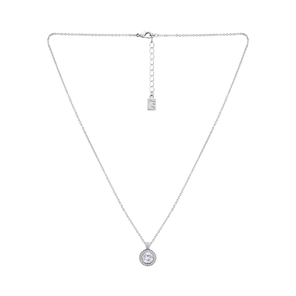 August Woods Silver Crystal Halo Necklace