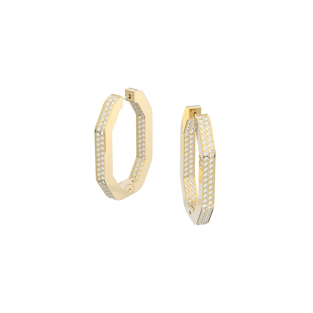 Swarovski Dextera Gold Octagon Hoop Earrings