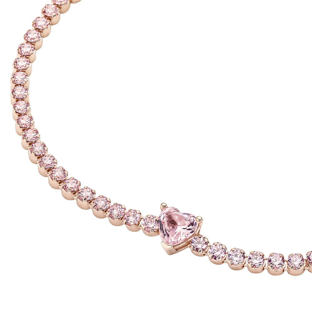 Pandora Pink Sparkling Heart Tennis Bracelet