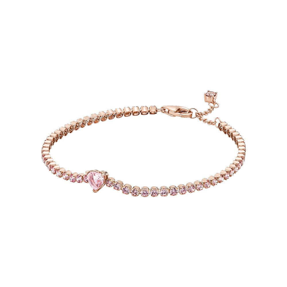 Pandora Pink Sparkling Heart Tennis Bracelet