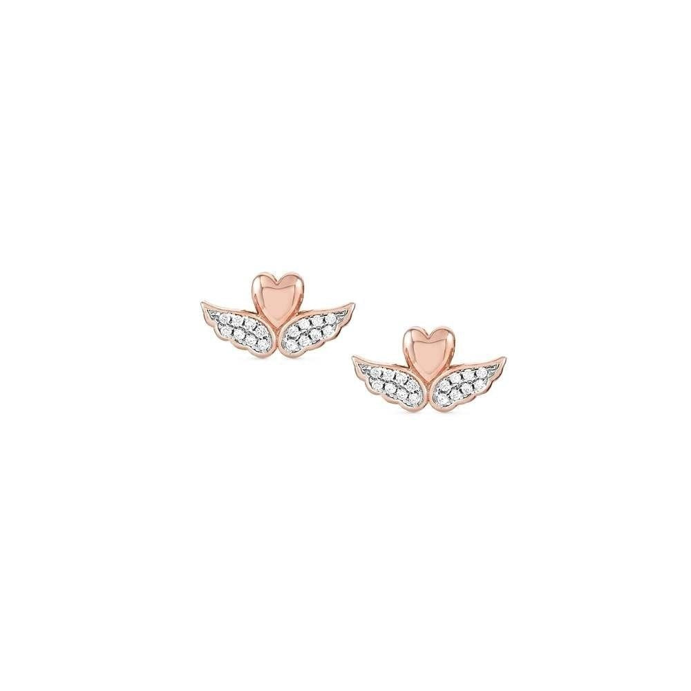 Nomination Sweetrock Rose Gold Winged Heart Crystal Earrings