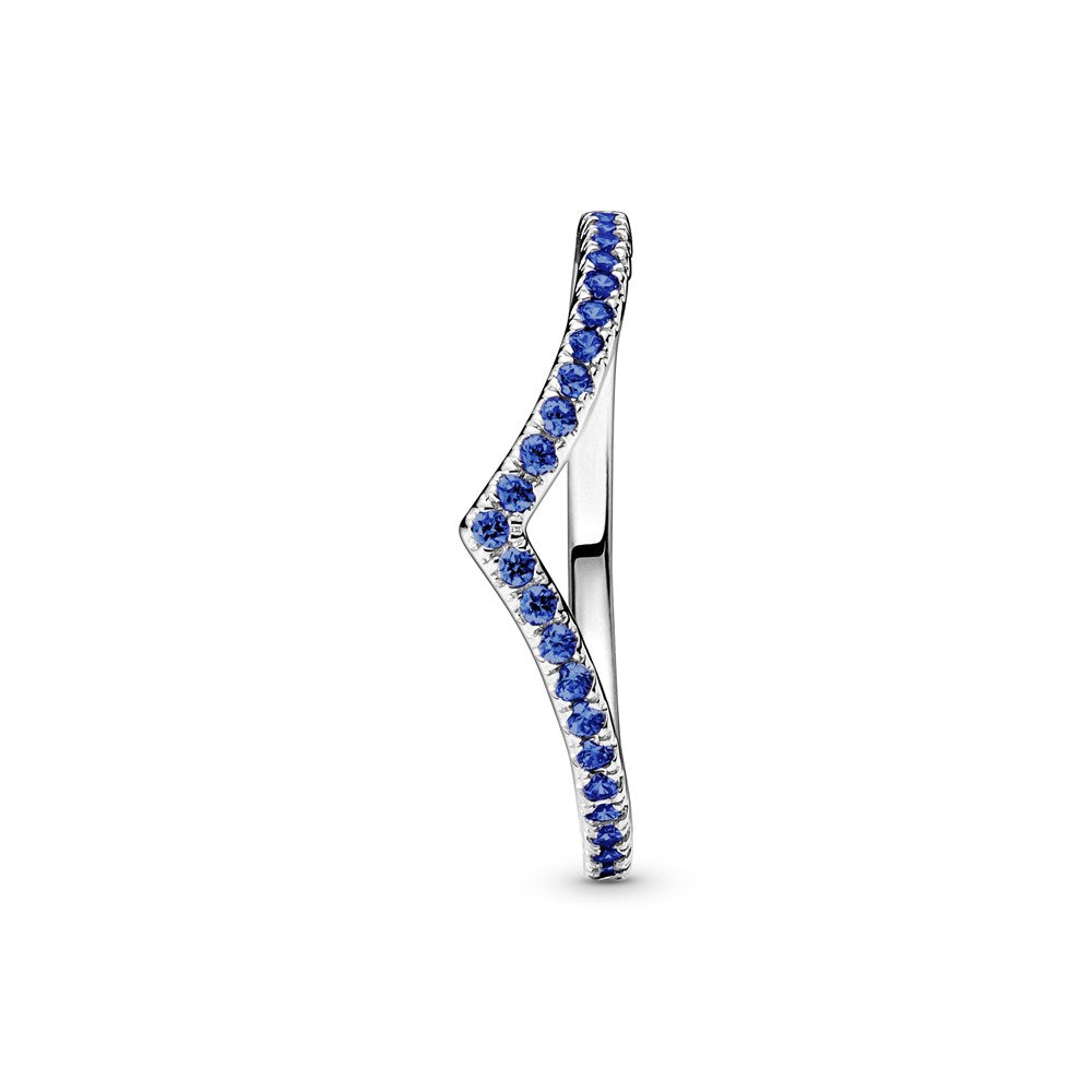 Pandora Silver Sparkling Blue Wishbone Ring