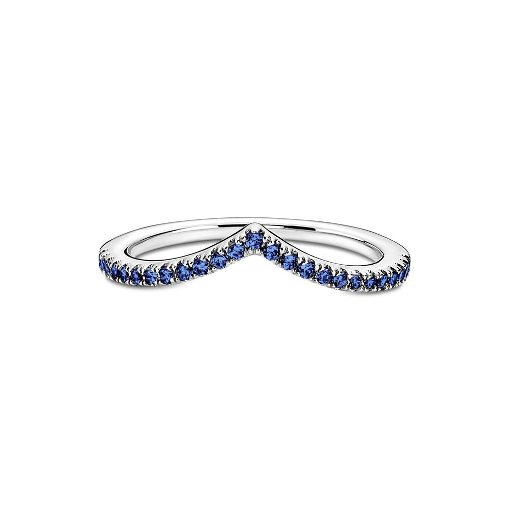 Pandora Silver Sparkling Blue Wishbone Ring