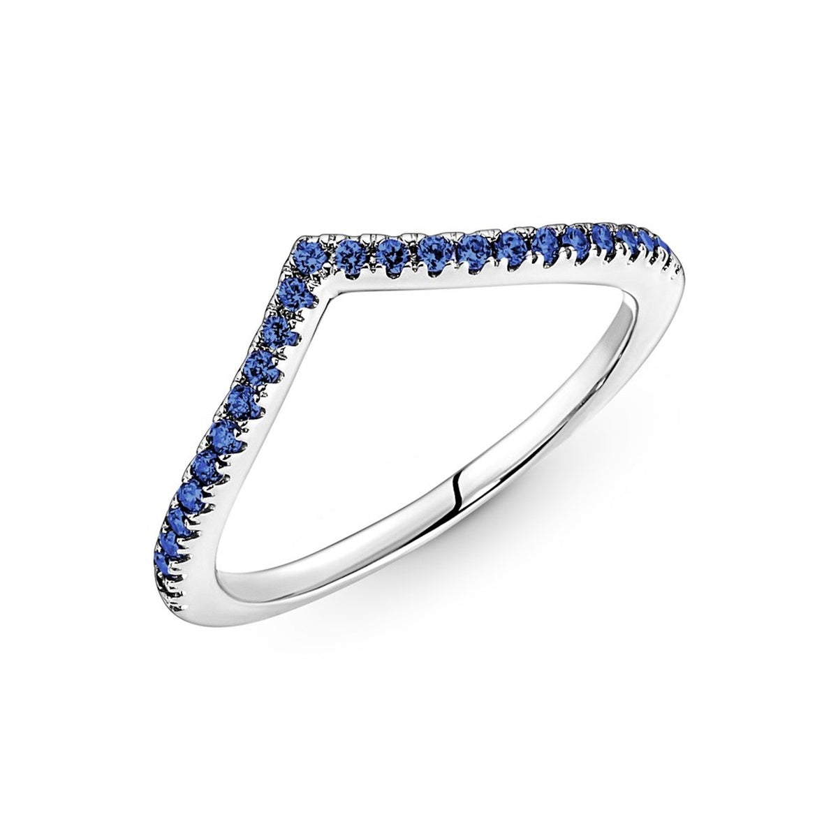 Pandora Silver Sparkling Blue Wishbone Ring