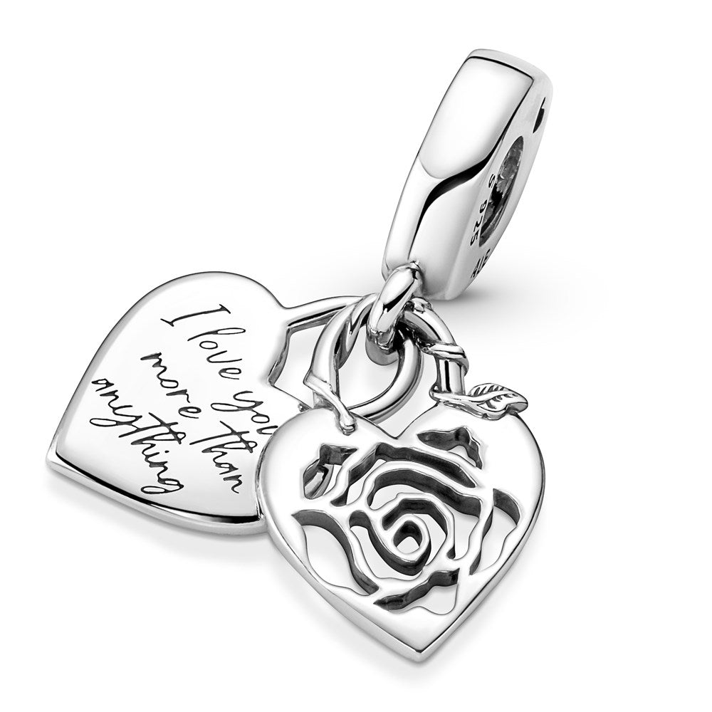 Pandora Silver Rose Heart Drop Charm 
