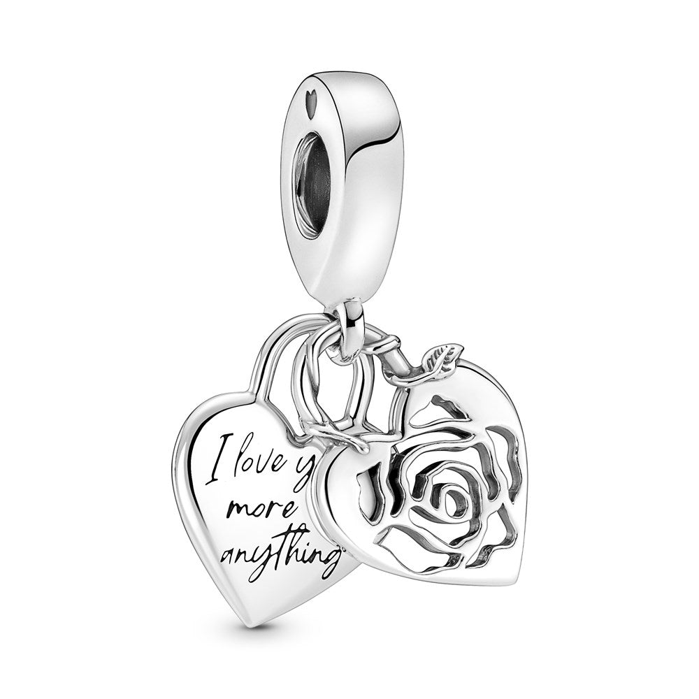 Pandora Silver Rose Heart Drop Charm 