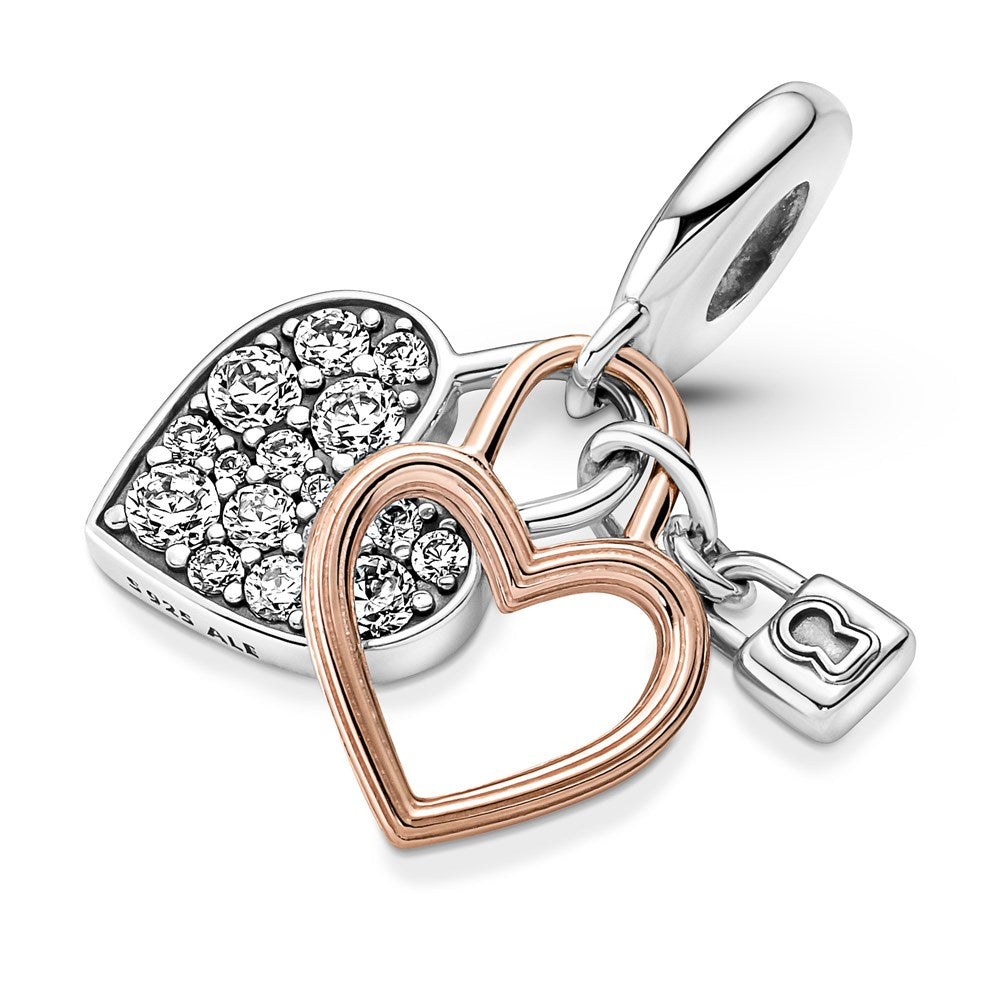 Pandora Mixed Metal Padlock & Heart Charm