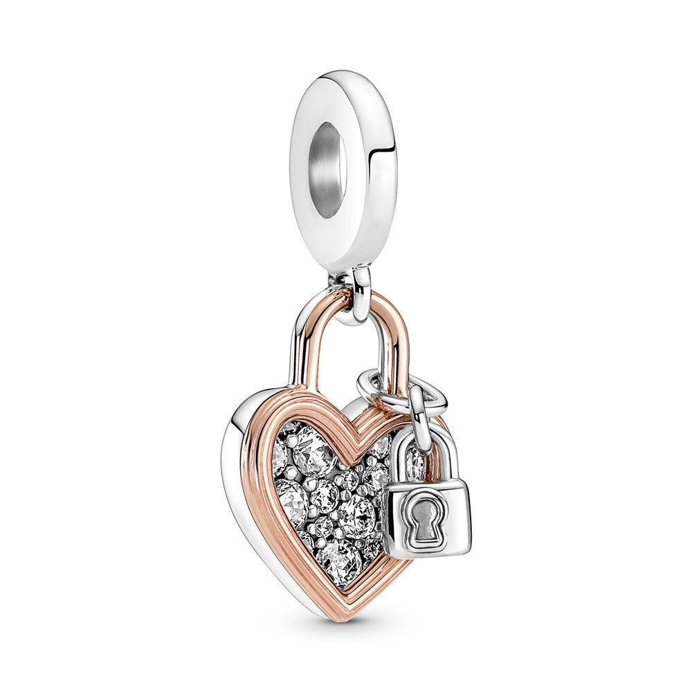 Pandora Mixed Metal Padlock & Heart Charm