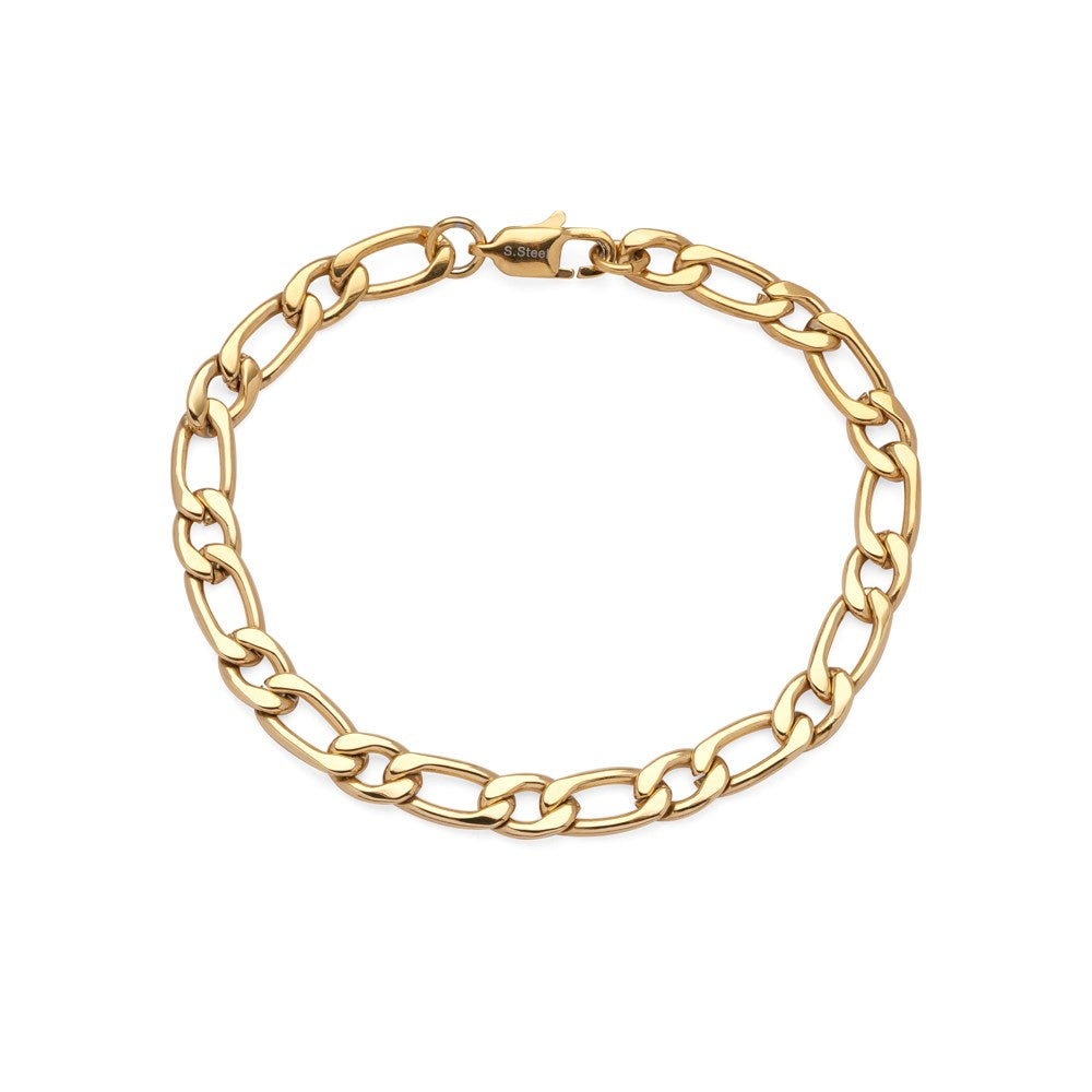 Over & Over 7mm Gold Steel Chain Bracelet