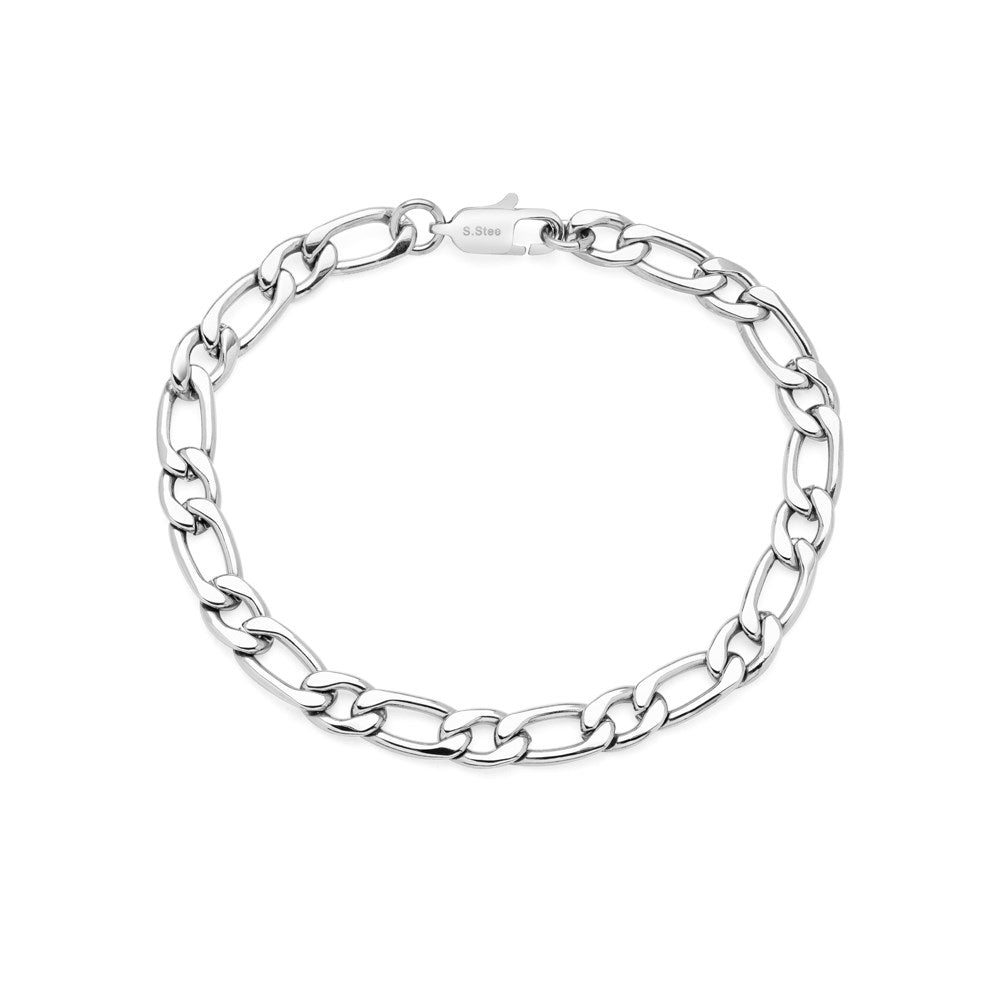 Over & Over 7mm Silver Steel Chain Bracelet
