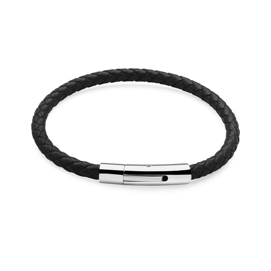 Over & Over Silver + Black Leather Bracelet