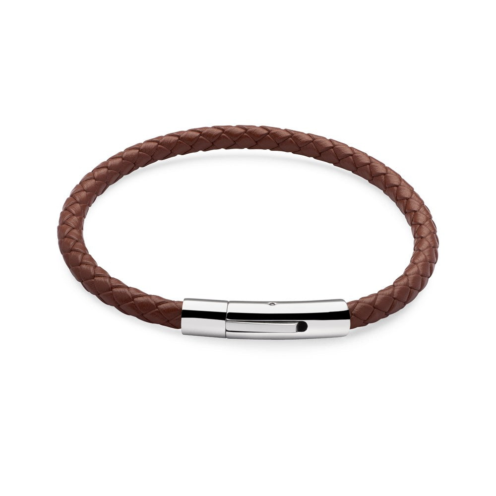 Over & Over Silver + Brown Leather Bracelet