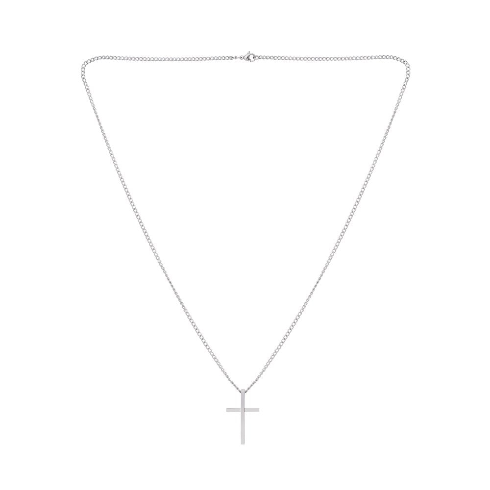Over & Over Silver Steel Cross Necklace
