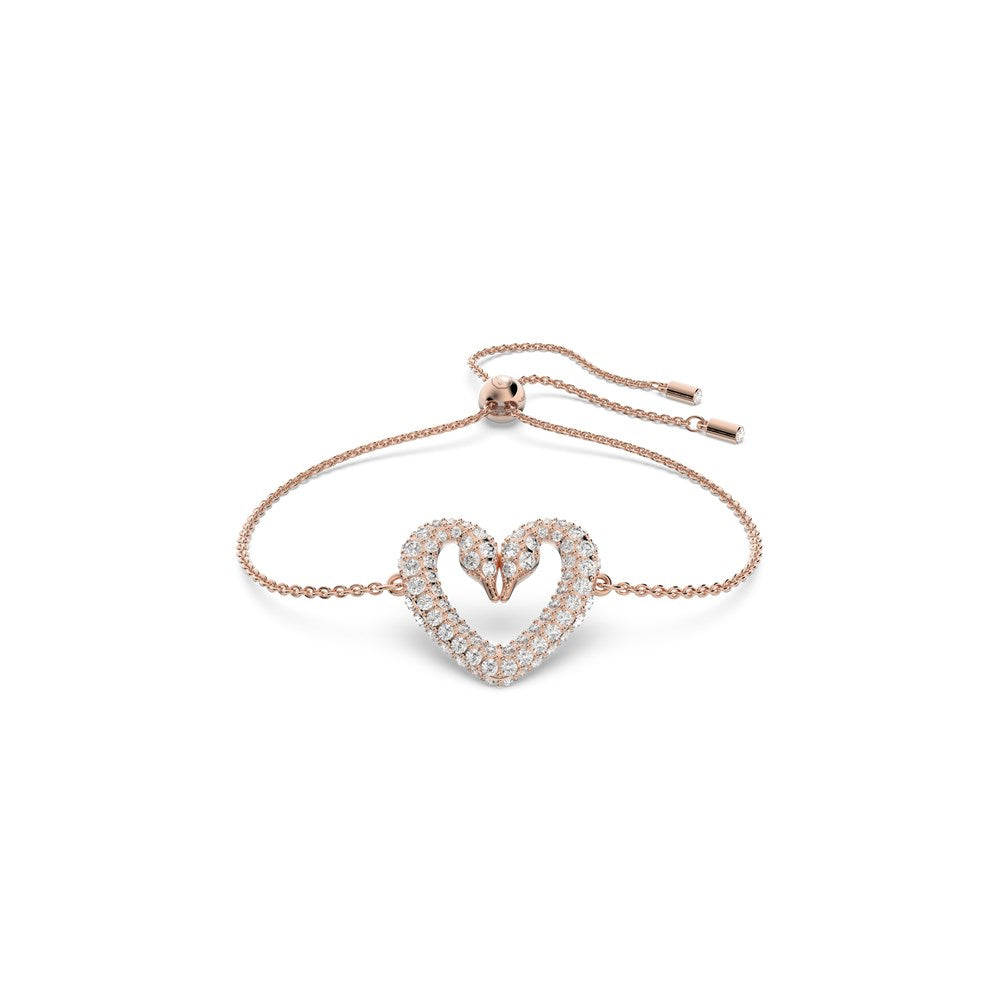 Swarovski Una Rose Gold Swan Heart Bracelet