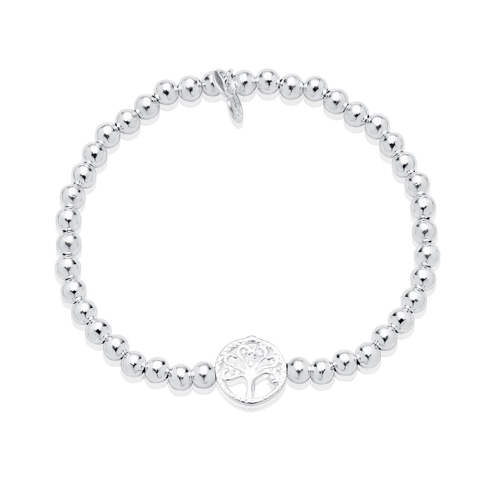 Argento Recycled Silver Tree Of Life Stretch Bracelet