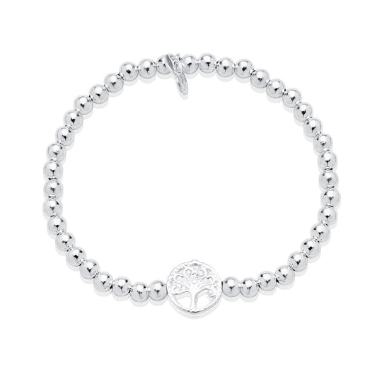 Argento Recycled Silver Tree Of Life Stretch Bracelet