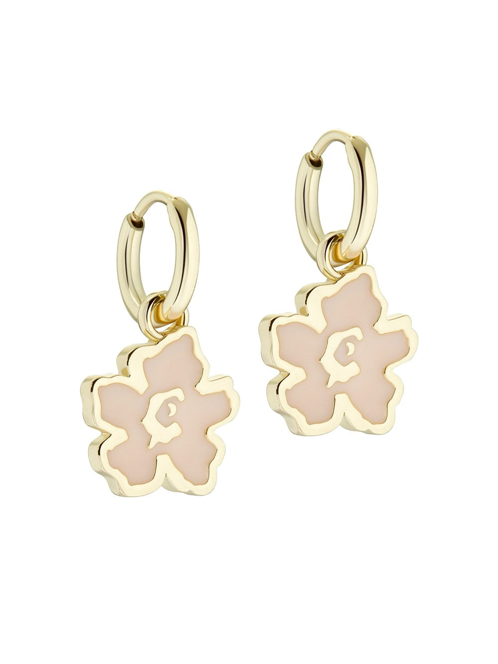 Ted Baker Gold + Pink Magnolia Huggie Earrings