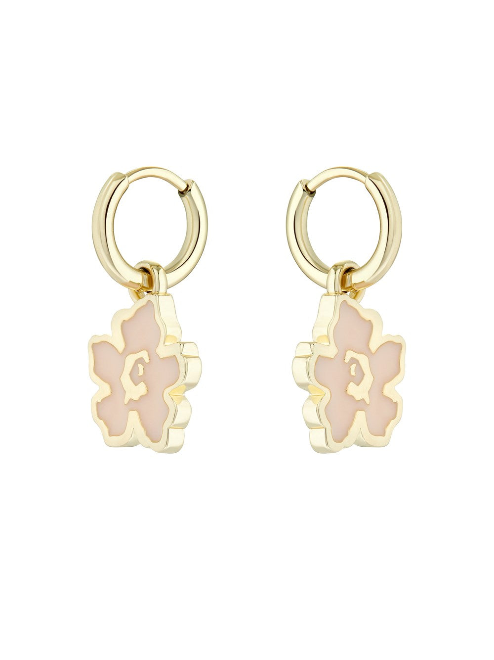 Ted Baker Gold + Pink Magnolia Huggie Earrings