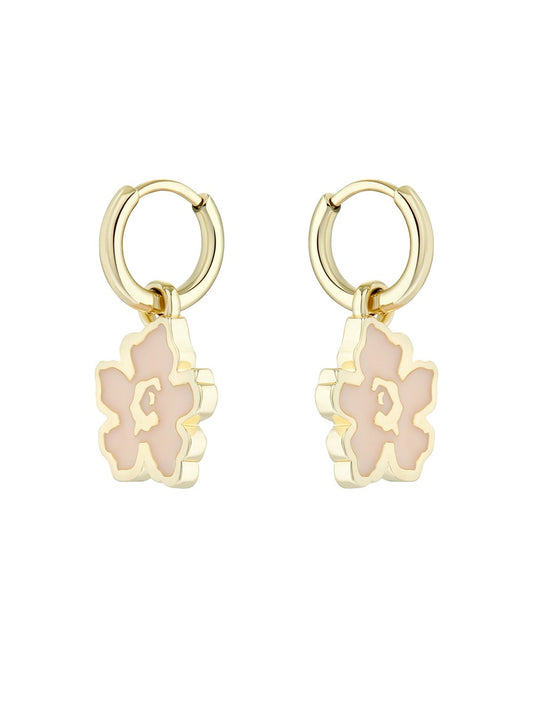 Ted Baker Gold + Pink Magnolia Huggie Earrings