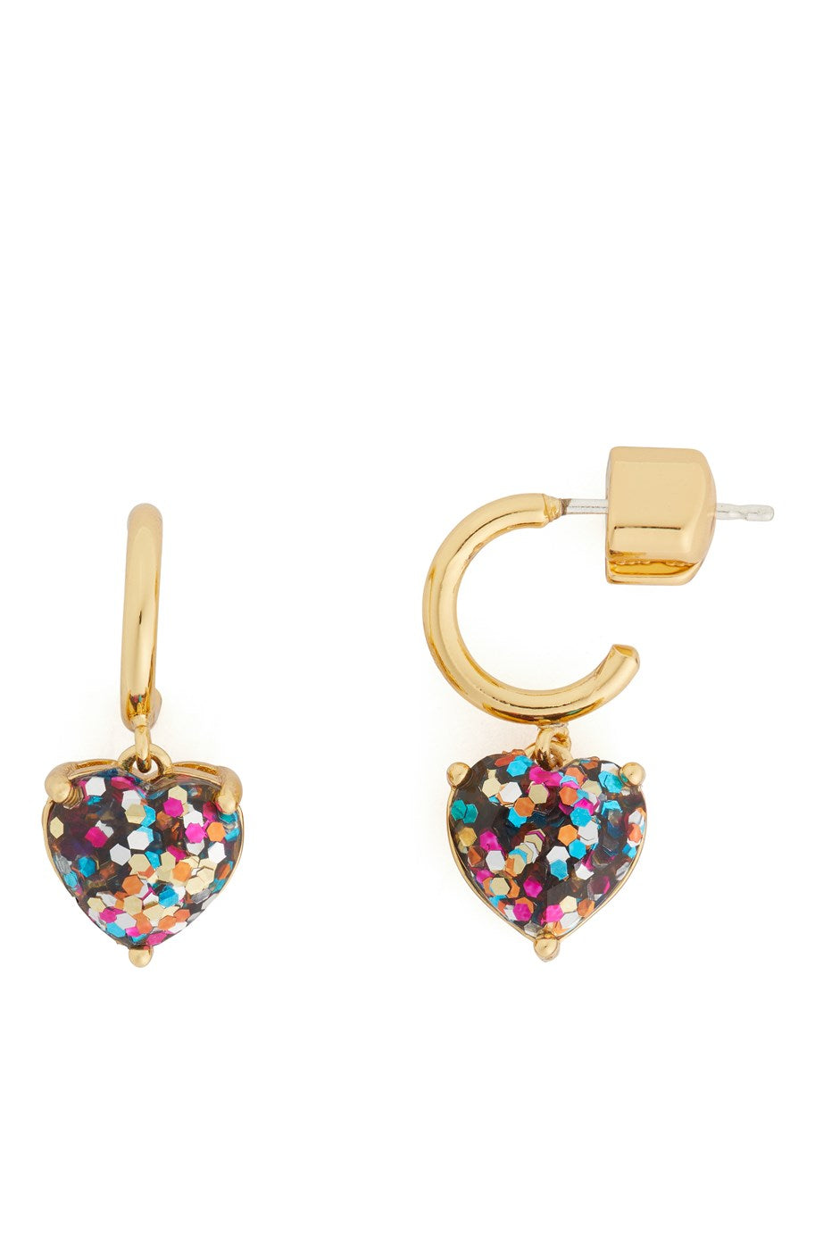 Kate Spade New York Rainbow Glitter Heart Huggie Earrings