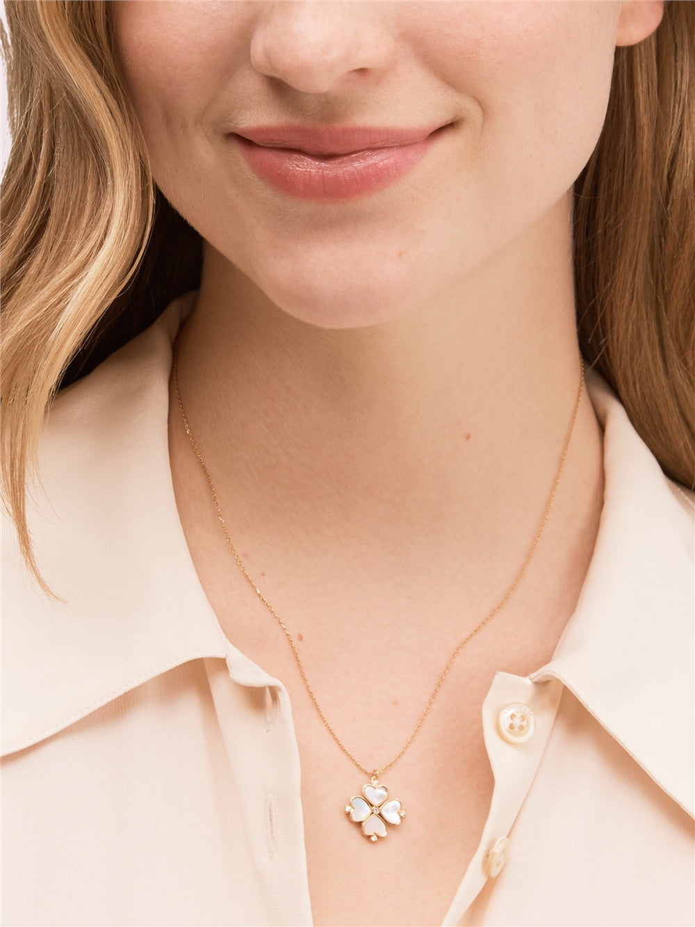 Kate Spade New York Gold Spade Motther of Pearl Flower Pendant Necklace