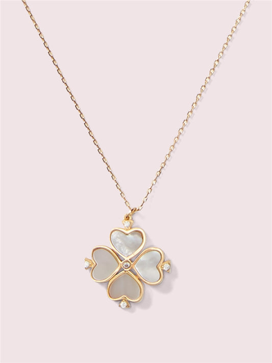 Kate Spade New York Gold Spade Motther of Pearl Flower Pendant Necklace