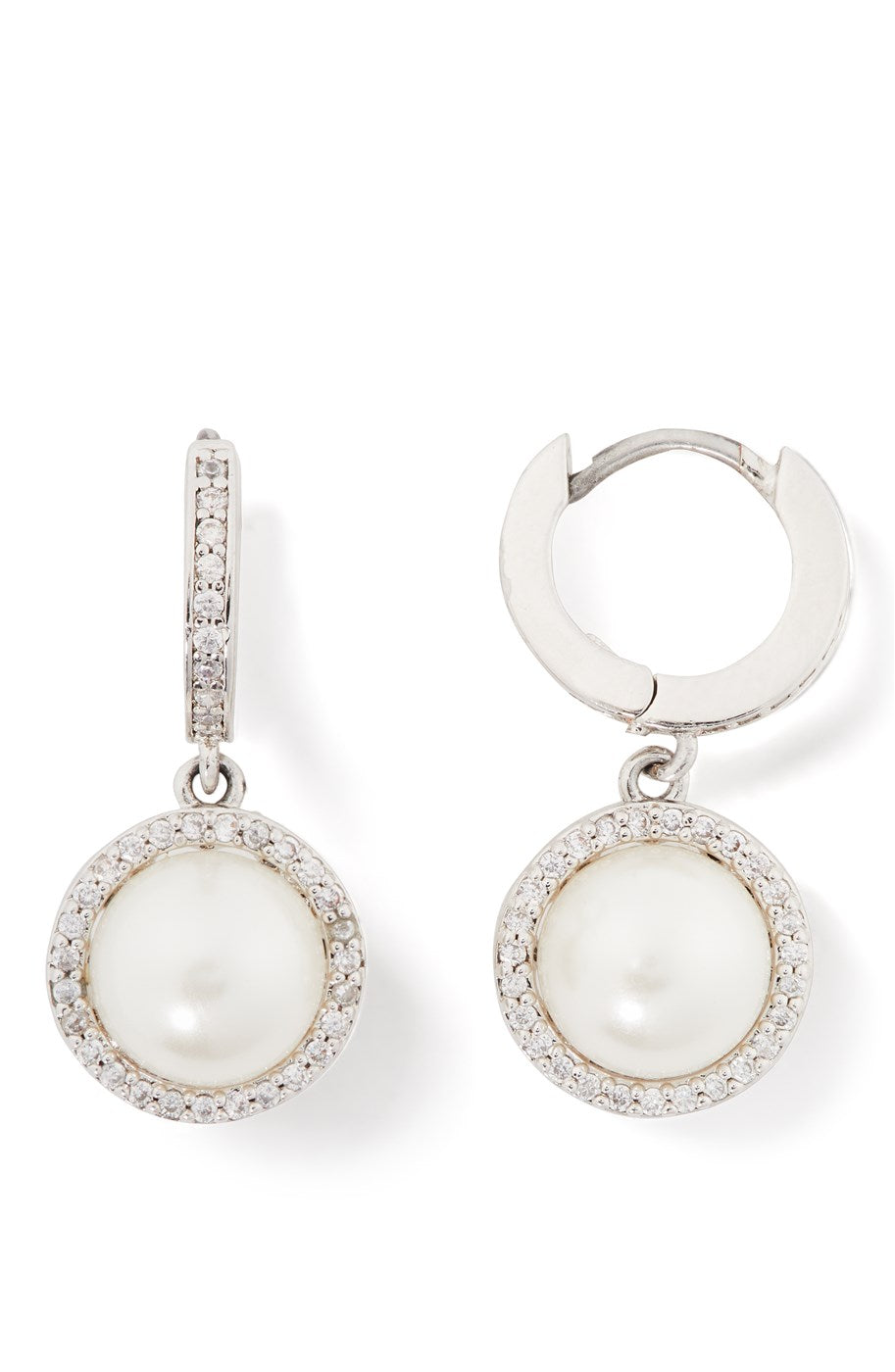 Kate Spade New York Silver Pearl Halo Huggie Earrings