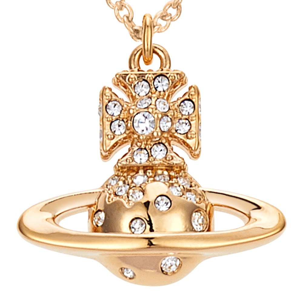Vivienne Westwood Gold Crystal Porfiro Bas Relief Necklace