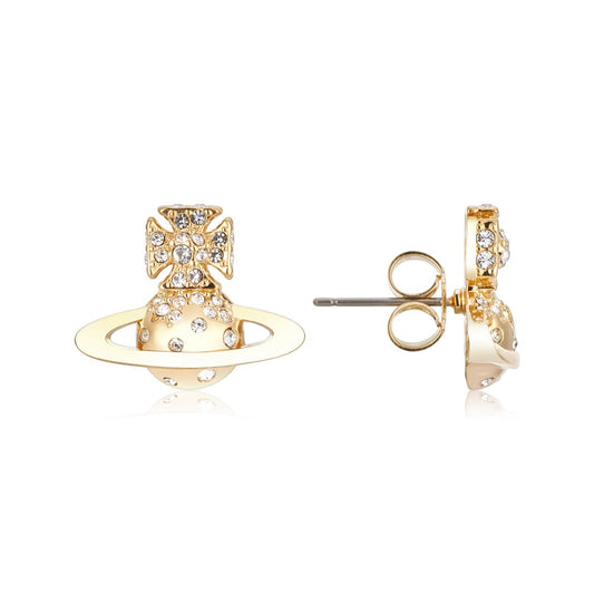 Vivienne Westwood Gold Crystal Porfiro Bas Relief Earrings