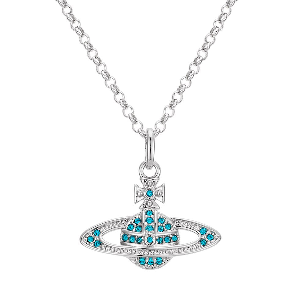 Vivienne Westwood Blue Crystal Mini Bas Relief Necklace
