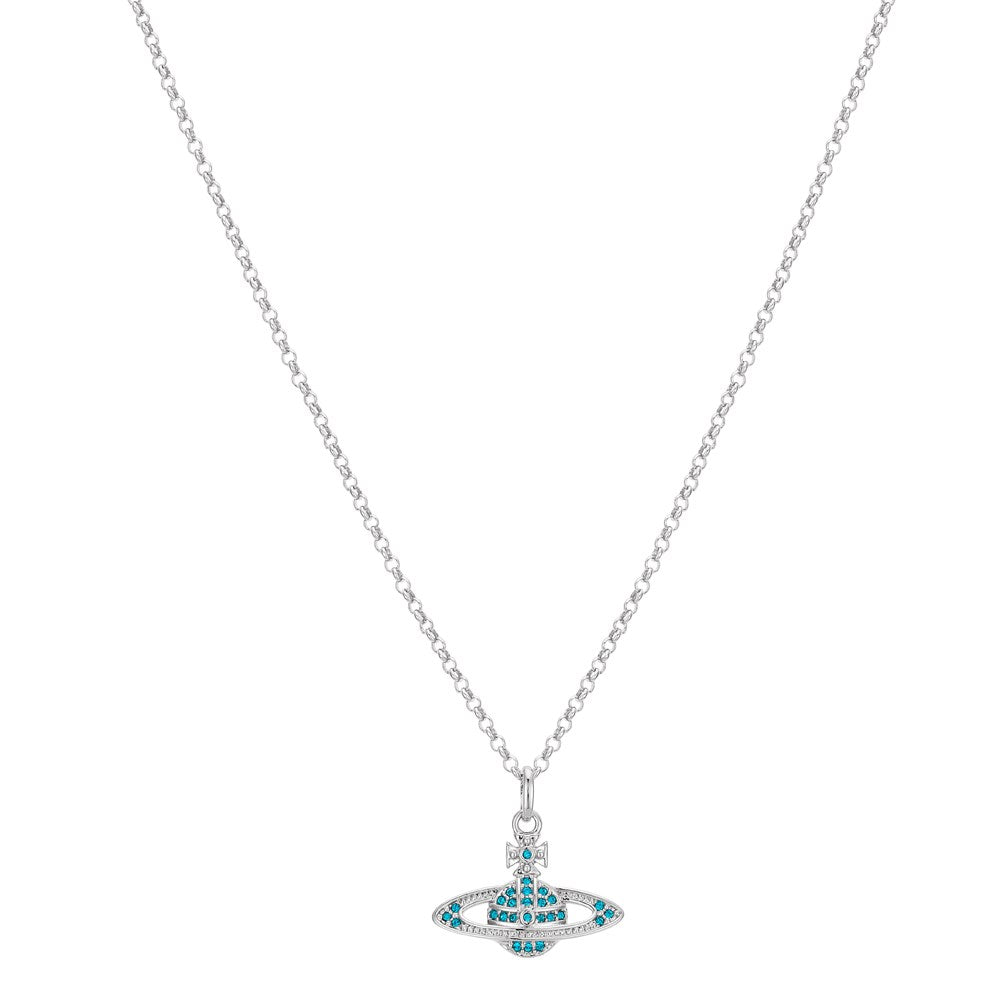 Vivienne Westwood Blue Crystal Mini Bas Relief Necklace