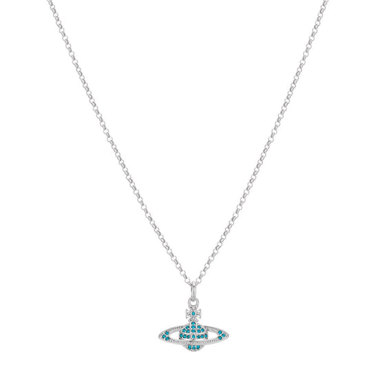 Vivienne Westwood Blue Crystal Mini Bas Relief Necklace